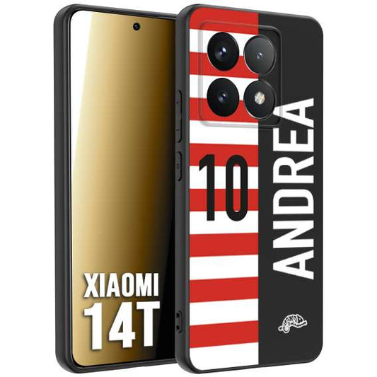 CUSTOMIZZA - Custodia cover nera morbida in tpu compatibile per Xiaomi 14T personalizzata calcio football nome e numero calciatori bianco rossa