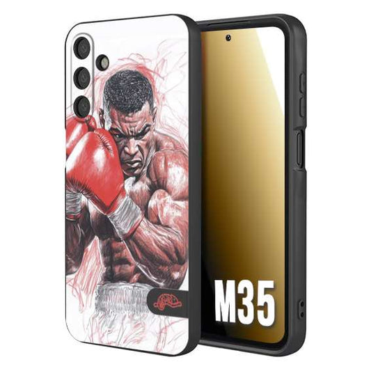 CUSTOMIZZA - Custodia cover nera morbida in tpu compatibile per Samsung M35 pugilato pugili disegno tattoo guantoni boxer pesi massimi iron mike