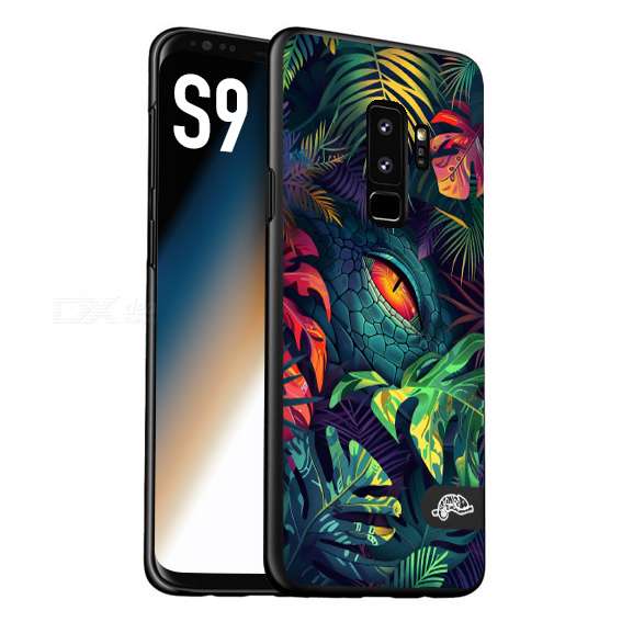 CUSTOMIZZA - Custodia cover nera morbida in tpu compatibile per Samsung S9 animali color giungla tropicale occhio di coccodrillo alligatore disegnato