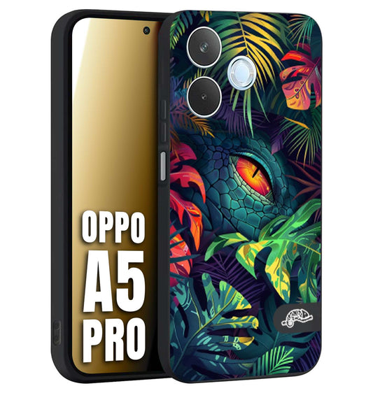 CUSTOMIZZA - Custodia cover nera morbida in tpu compatibile per Oppo A5 PRO animali color giungla tropicale occhio di coccodrillo alligatore disegnato