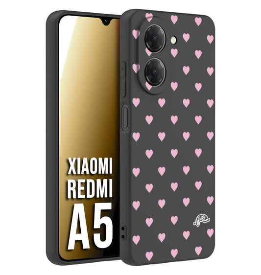 CUSTOMIZZA - Custodia cover nera morbida in tpu compatibile per Xiaomi Redmi A5 cuori pois rosa su nero donna pin up vintage