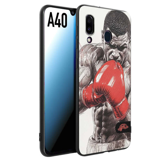 CUSTOMIZZA - Custodia cover nera morbida in tpu compatibile per Samsung A40 pugilato pugili disegno tattoo guantoni box pesi massimi gancio