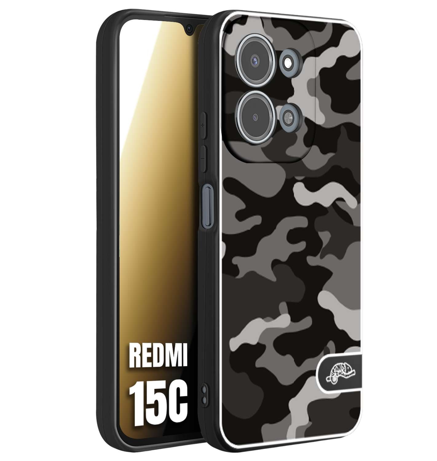 CUSTOMIZZA - Custodia cover nera morbida in tpu compatibile per Xiaomi Redmi 15C camouflage mimetico militare nero black grigio