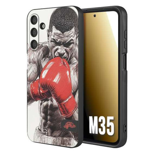 CUSTOMIZZA - Custodia cover nera morbida in tpu compatibile per Samsung M35 pugilato pugili disegno tattoo guantoni box pesi massimi gancio