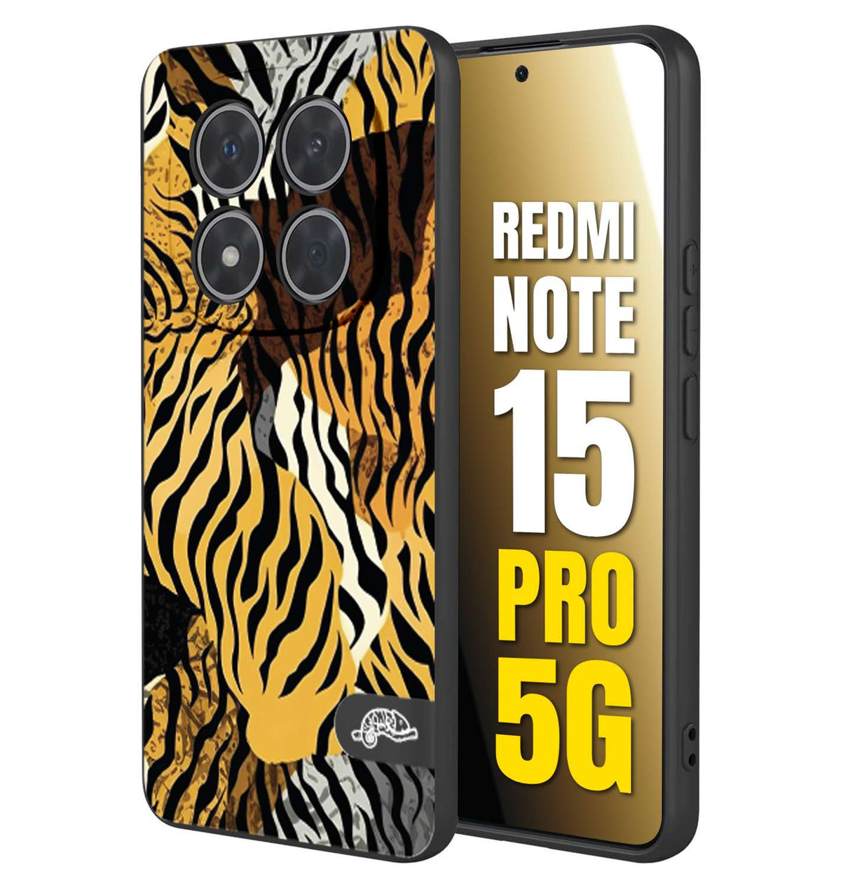 CUSTOMIZZA - Custodia cover nera morbida in tpu compatibile per Xiaomi Redmi Note 15 PRO 5G leopardato tigrato tiger colorata donna fashion estate