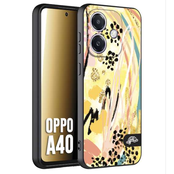 CUSTOMIZZA - Custodia cover nera morbida in tpu compatibile per Oppo A40 astratti donna flower fantasia estate gialla rosa leopardata
