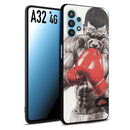 CUSTOMIZZA - Custodia cover nera morbida in tpu compatibile per Samsung A32 4G pugilato pugili disegno tattoo guantoni box pesi massimi gancio