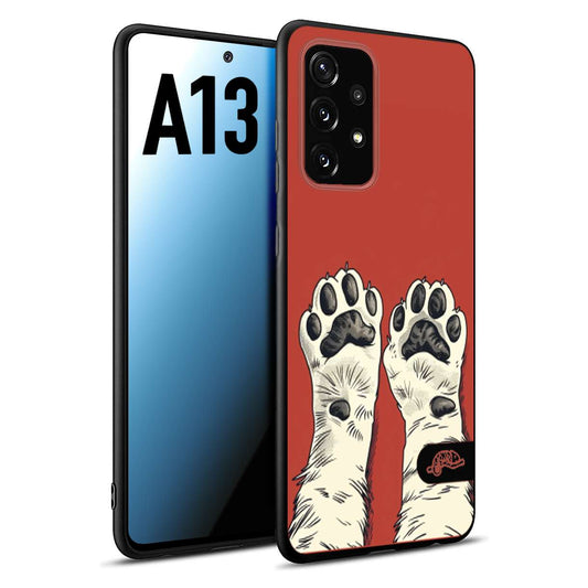 CUSTOMIZZA - Custodia cover nera morbida in tpu compatibile per Samsung A13 zampe di gatto cat paws rossa red disegnata fumetto cartoon