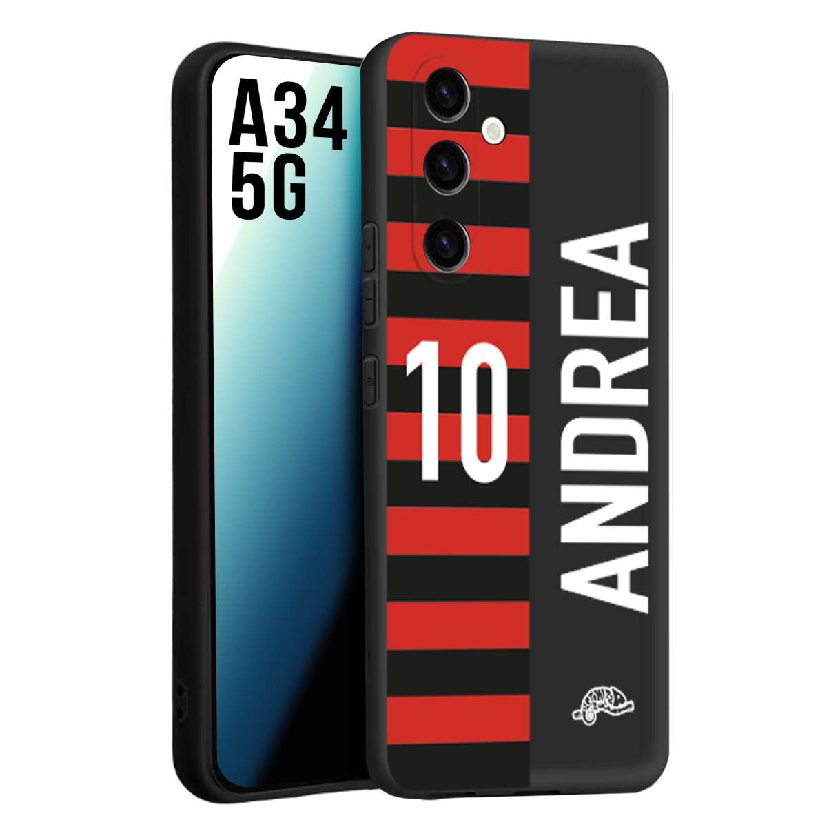 CUSTOMIZZA - Custodia cover nera morbida in tpu compatibile per Samsung A34 5G personalizzata calcio football nome e numero calciatori rossonera
