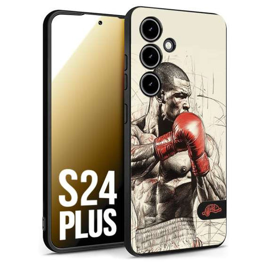 CUSTOMIZZA - Custodia cover nera morbida in tpu compatibile per Samsung S24 PLUS pugilato pugili disegno tattoo guantoni box sport ring