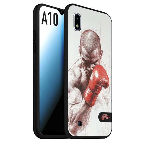 CUSTOMIZZA - Custodia cover nera morbida in tpu compatibile per Samsung A10 pugilato pugili disegno tattoo guantoni box sport primo piano