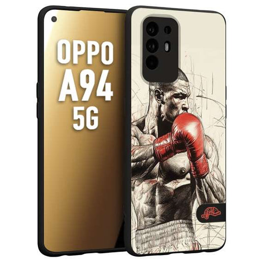CUSTOMIZZA - Custodia cover nera morbida in tpu compatibile per Oppo A94 5G pugilato pugili disegno tattoo guantoni box sport ring