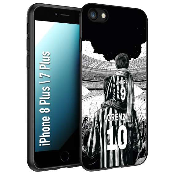 CUSTOMIZZA - Custodia cover nera morbida in tpu compatibile per iPhone 7 PLUS - 8 plus personalizzata calcio football nome e numero calciatori bianconeri bianca e nera