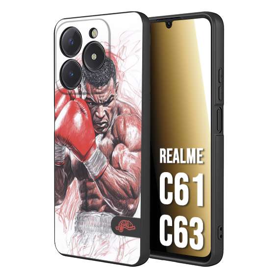 CUSTOMIZZA - Custodia cover nera morbida in tpu compatibile per Oppo C61 - C63 pugilato pugili disegno tattoo guantoni boxer pesi massimi iron mike
