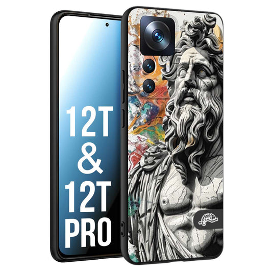 CUSTOMIZZA - Custodia cover nera morbida in tpu compatibile per Xiaomi 12T - 12T PRO statua colorata moderna antico tattoo splash color