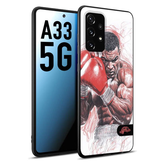 CUSTOMIZZA - Custodia cover nera morbida in tpu compatibile per Samsung A33 5G pugilato pugili disegno tattoo guantoni boxer pesi massimi iron mike
