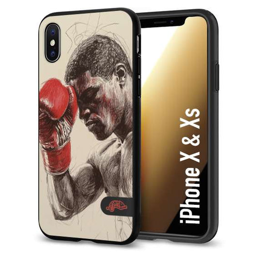 CUSTOMIZZA - Custodia cover nera morbida in tpu compatibile per iPhone X - Xs pugilato pugili disegno tattoo guantoni boxer pesi massimi