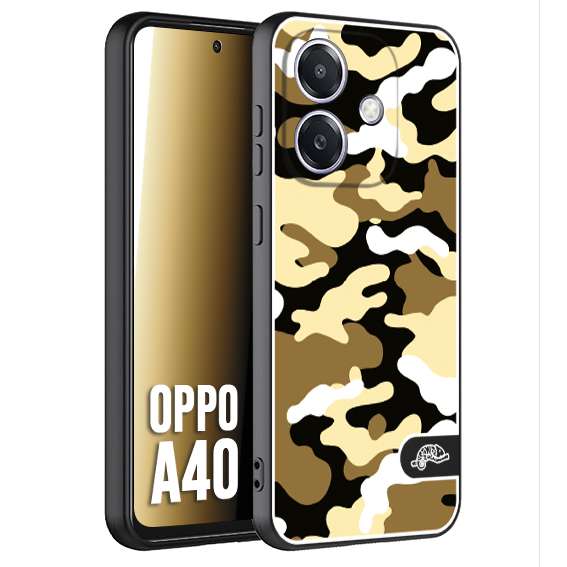 CUSTOMIZZA - Custodia cover nera morbida in tpu compatibile per Oppo A40 camouflage mimetico militare giallo desert brown