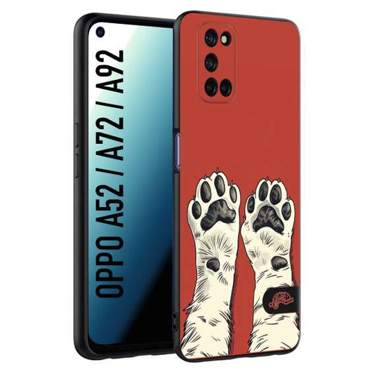 CUSTOMIZZA - Custodia cover nera morbida in tpu compatibile per Oppo A52 - A72 - A92 zampe di gatto cat paws rossa red disegnata fumetto cartoon