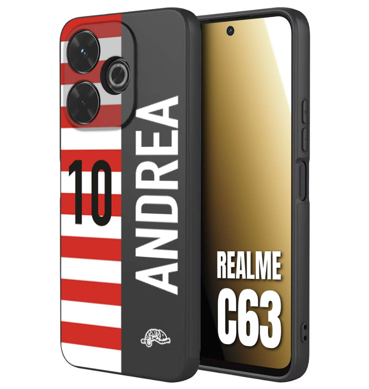 CUSTOMIZZA - Custodia cover nera morbida in tpu compatibile per Realme C63 personalizzata calcio football nome e numero calciatori bianco rossa