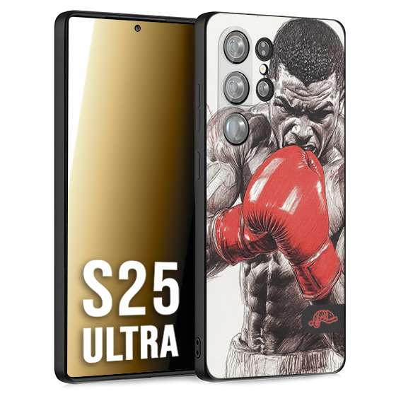 CUSTOMIZZA - Custodia cover nera morbida in tpu compatibile per Samsung S25 ULTRA pugilato pugili disegno tattoo guantoni box pesi massimi gancio