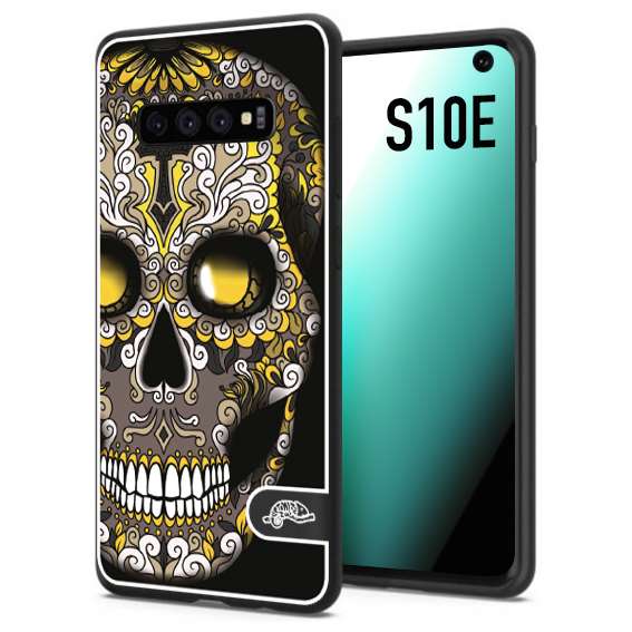 CUSTOMIZZA - Custodia cover nera morbida in tpu compatibile per Samsung S10E effetto marmo marble verde green venature dorato pietra