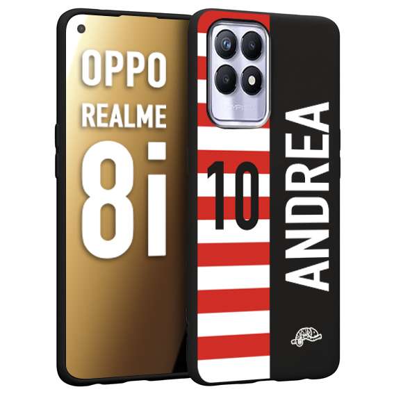 CUSTOMIZZA - Custodia cover nera morbida in tpu compatibile per Realme 8i personalizzata calcio football nome e numero calciatori bianco rossa