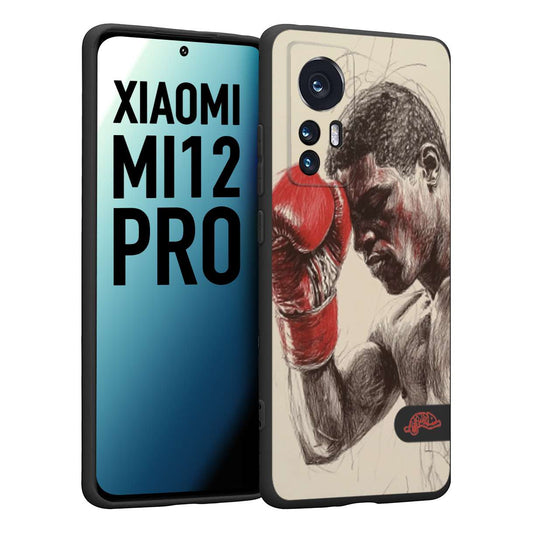 CUSTOMIZZA - Custodia cover nera morbida in tpu compatibile per Xiaomi 12 PRO pugilato pugili disegno tattoo guantoni boxer pesi massimi