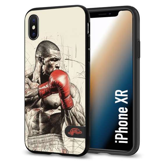 CUSTOMIZZA - Custodia cover nera morbida in tpu compatibile per iPhone Xr pugilato pugili disegno tattoo guantoni box sport ring