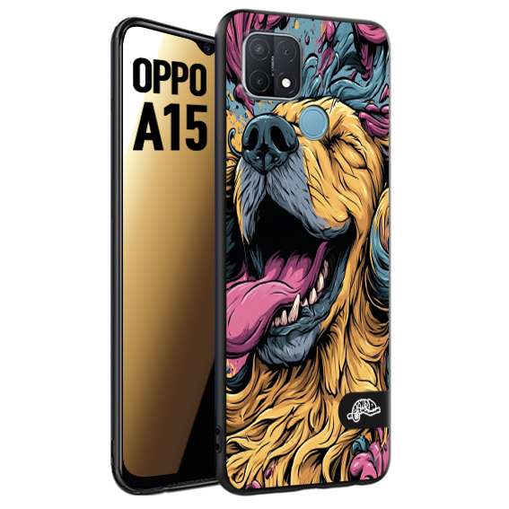 CUSTOMIZZA - Custodia cover nera morbida in tpu compatibile per Oppo A15 Golden Retriever illustrazione cane pop art cane street art cartone animato
