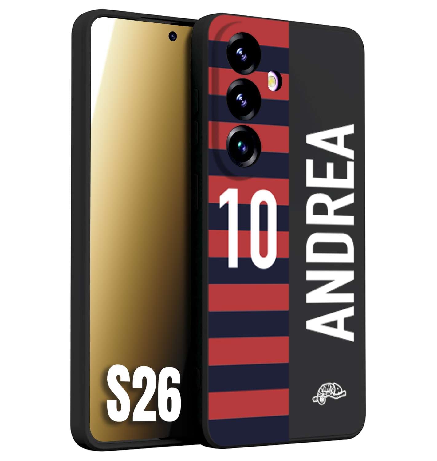 CUSTOMIZZA - Custodia cover nera morbida in tpu compatibile per Samsung S26 personalizzata calcio football nome e numero calciatori rossoblu