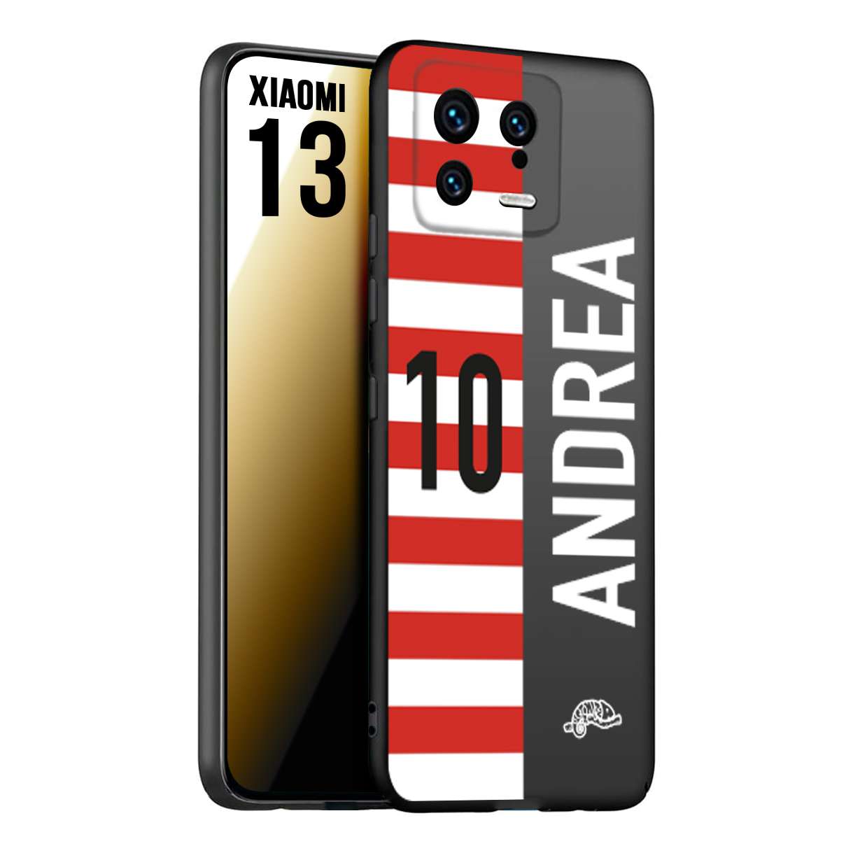 CUSTOMIZZA - Custodia cover nera morbida in tpu compatibile per Xiaomi 13 personalizzata calcio football nome e numero calciatori bianco rossa