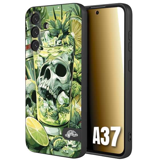 CUSTOMIZZA - Custodia cover nera morbida in tpu compatibile per Samsung A37 Mojito cocktail teschio illustrazione drink lime menta ghiacci tropicale street art
