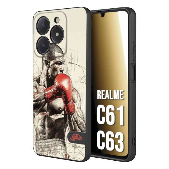 CUSTOMIZZA - Custodia cover nera morbida in tpu compatibile per Oppo C61 - C63 pugilato pugili disegno tattoo guantoni box sport ring