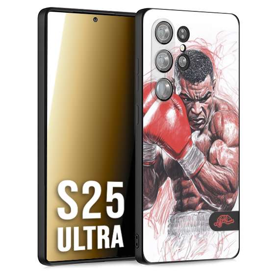 CUSTOMIZZA - Custodia cover nera morbida in tpu compatibile per Samsung S25 ULTRA pugilato pugili disegno tattoo guantoni boxer pesi massimi iron mike