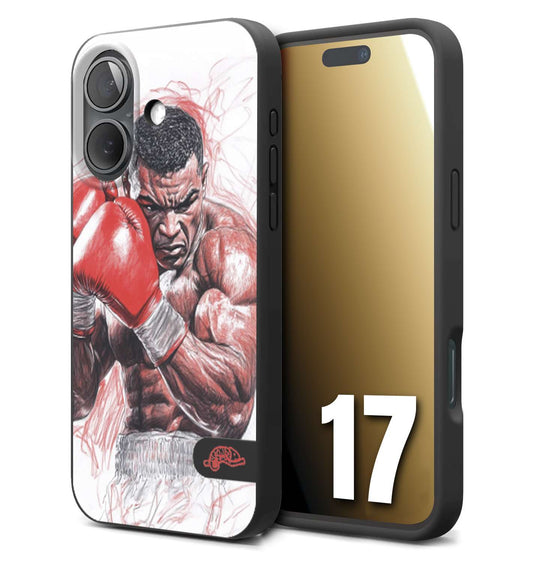 CUSTOMIZZA - Custodia cover nera morbida in tpu compatibile per iPhone 17 pugilato pugili disegno tattoo guantoni boxer pesi massimi iron mike