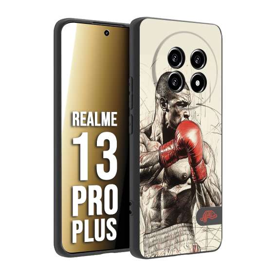 CUSTOMIZZA - Custodia cover nera morbida in tpu compatibile per Realme 13 PRO PLUS pugilato pugili disegno tattoo guantoni box sport ring