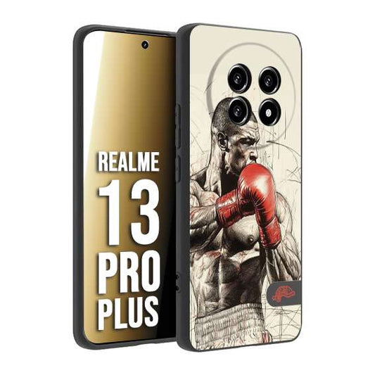 CUSTOMIZZA - Custodia cover nera morbida in tpu compatibile per Realme 13 PRO PLUS pugilato pugili disegno tattoo guantoni box sport ring