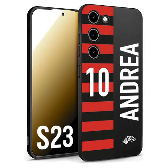CUSTOMIZZA - Custodia cover nera morbida in tpu compatibile per Samsung S23 personalizzata calcio football nome e numero calciatori rossonera