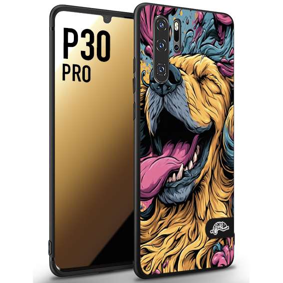 CUSTOMIZZA - Custodia cover nera morbida in tpu compatibile per Huawei P30 PRO Golden Retriever illustrazione cane pop art cane street art cartone animato