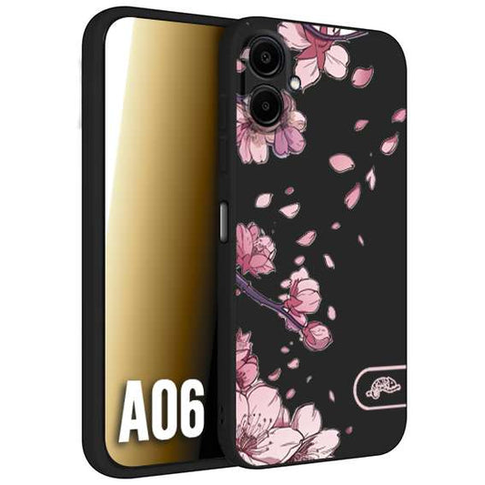 CUSTOMIZZA - Custodia cover nera morbida in tpu compatibile per Samsung A06 giapponese fiori di ciliegio in fiore a rilievo disegnata tattoo