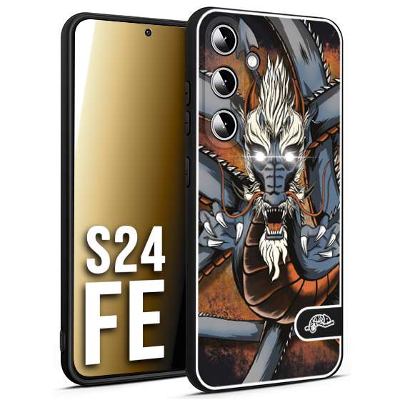 CUSTOMIZZA - Custodia cover nera morbida in tpu compatibile per Samsung S24 FE drago giapponese tattoo japan dragon