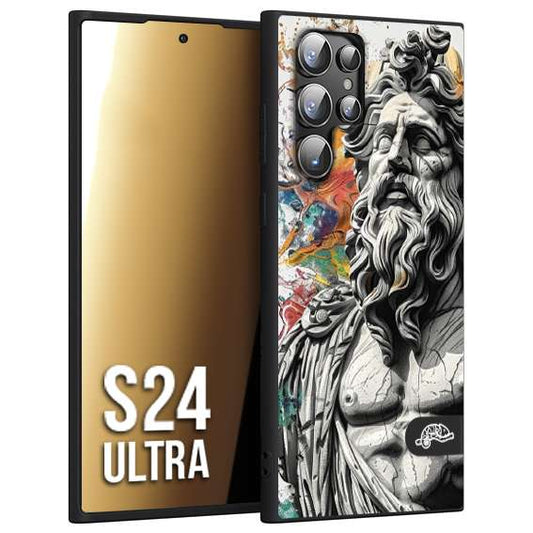 CUSTOMIZZA - Custodia cover nera morbida in tpu compatibile per Samsung S24 ULTRA statua colorata moderna antico tattoo splash color
