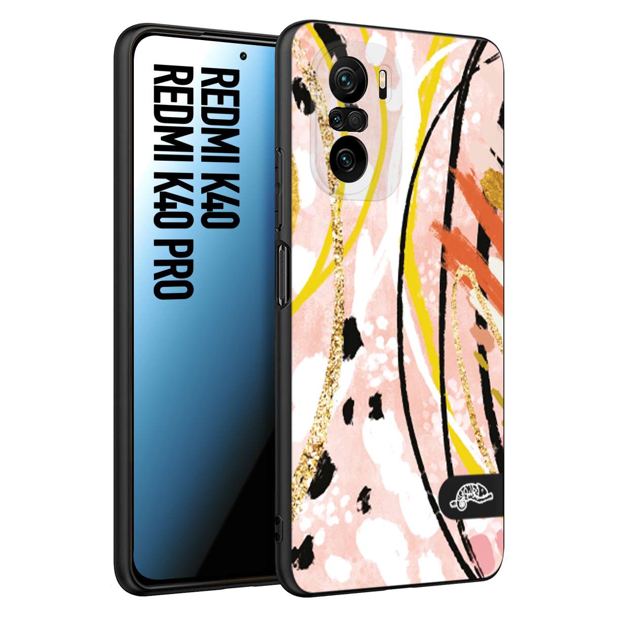 CUSTOMIZZA - Custodia cover nera morbida in tpu compatibile per Xiaomi Redmi K40 - K40 Pro fiori astratti donna zebrato leopardato fantasia dorata gialla rosa colorata