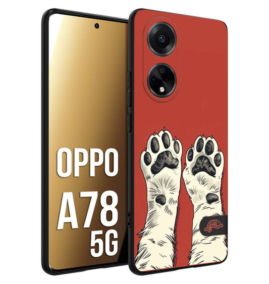 CUSTOMIZZA - Custodia cover nera morbida in tpu compatibile per Oppo A78 5G zampe di gatto cat paws rossa red disegnata fumetto cartoon
