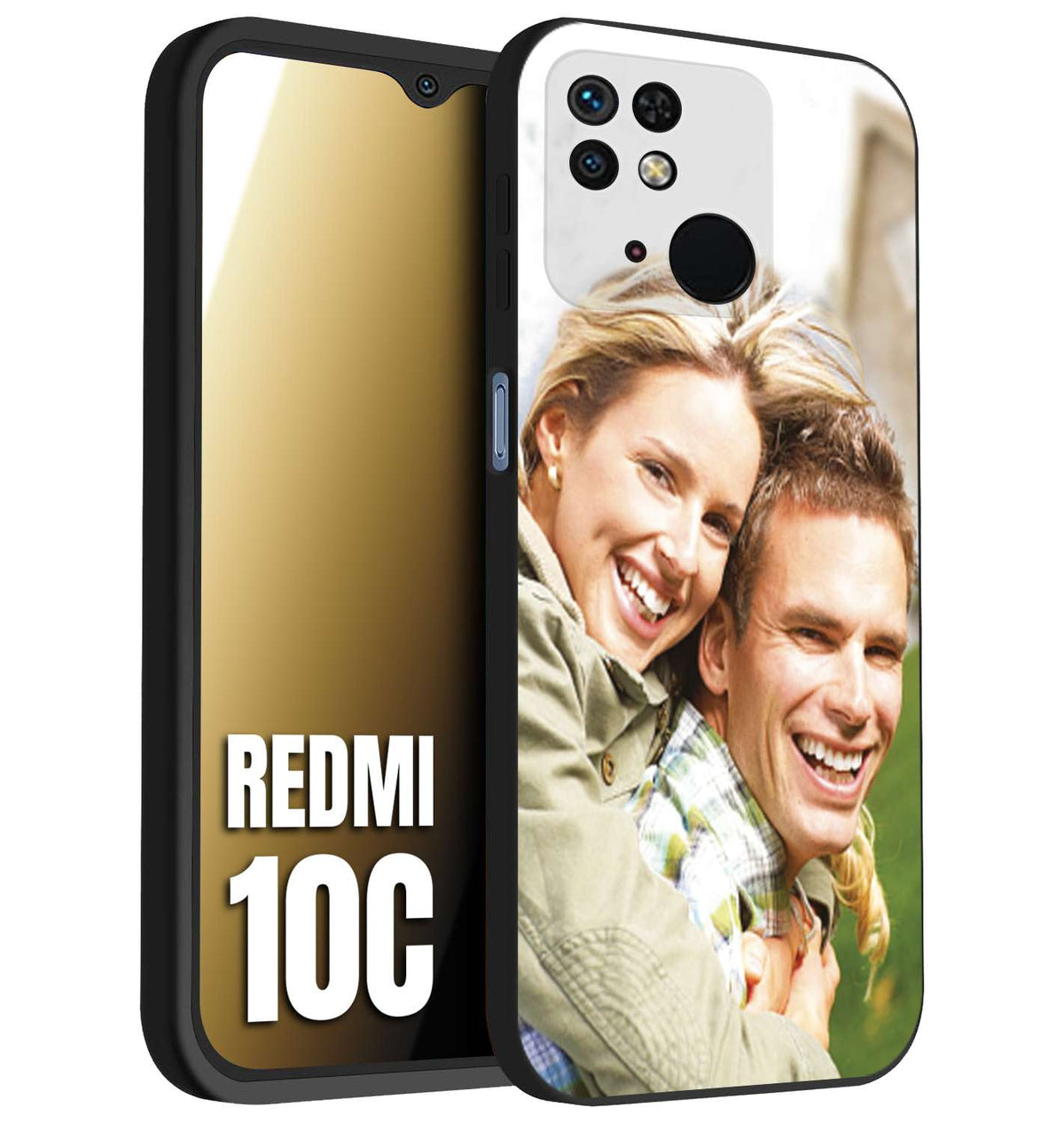 CUSTOMIZZA - Custodia cover nera morbida in tpu compatibile per Xiaomi Redmi 10C personalizzata con foto immagine scritta a piacere