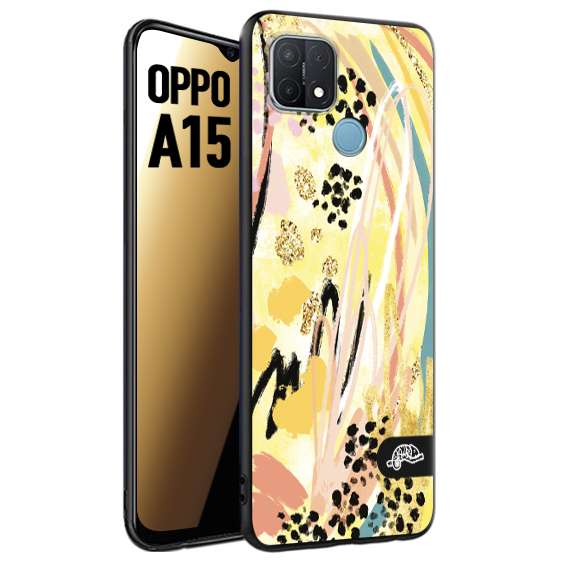 CUSTOMIZZA - Custodia cover nera morbida in tpu compatibile per Oppo A15 astratti donna flower fantasia estate gialla rosa leopardata