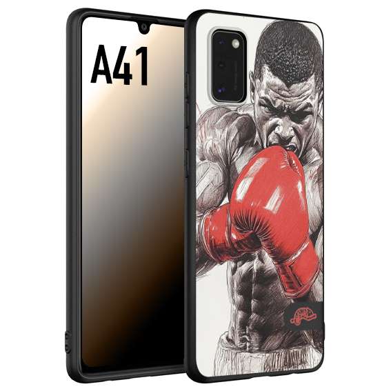 CUSTOMIZZA - Custodia cover nera morbida in tpu compatibile per Samsung A41 pugilato pugili disegno tattoo guantoni box pesi massimi gancio