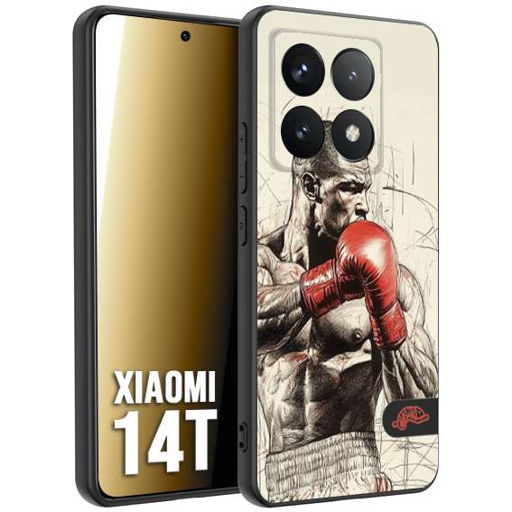 CUSTOMIZZA - Custodia cover nera morbida in tpu compatibile per Xiaomi 14T pugilato pugili disegno tattoo guantoni box sport ring