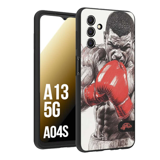CUSTOMIZZA - Custodia cover nera morbida in tpu compatibile per Samsung A04S - A13 5G pugilato pugili disegno tattoo guantoni box pesi massimi gancio